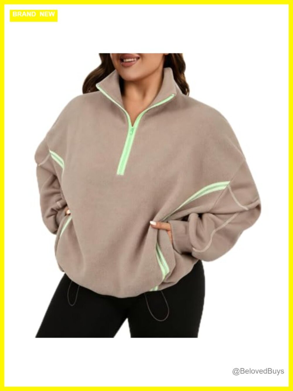 Women's Plus Size Half Zip Pullover Fleece Sweatshirt Oversized